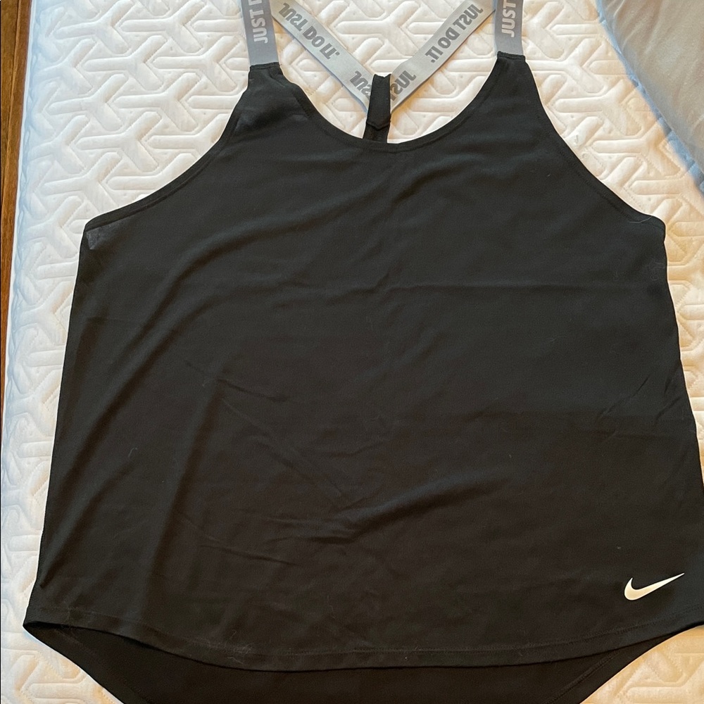 Nike Women's Black Tank Top with Just Do It Straps